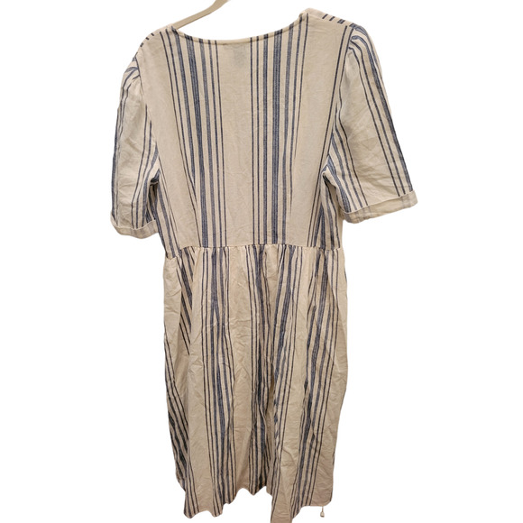 Chelsea & Theodore White Blue Striped Button Down Dress, Sz L - NWT - Picture 5 of 7